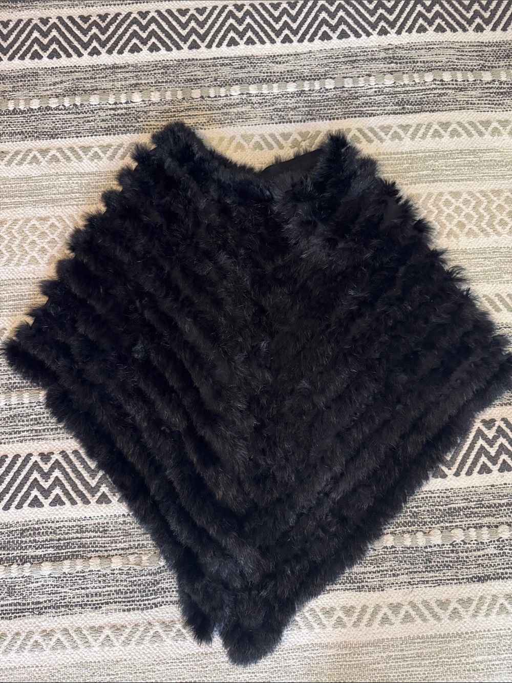 Cozy Black Fur Poncho